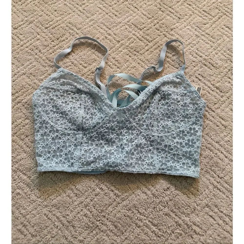 Free People Cropped Baby Blue Lace Camisole
